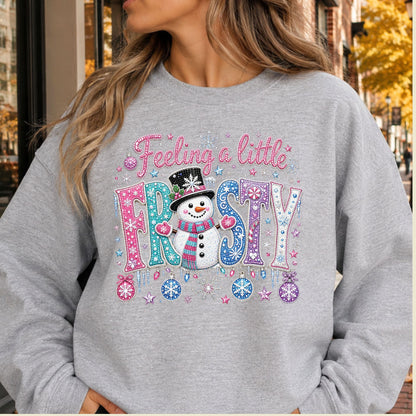 Feeling a Little Frosty T-Shirt, Cute Snowman Christmas Tee, Winter Holiday Sweatshirt