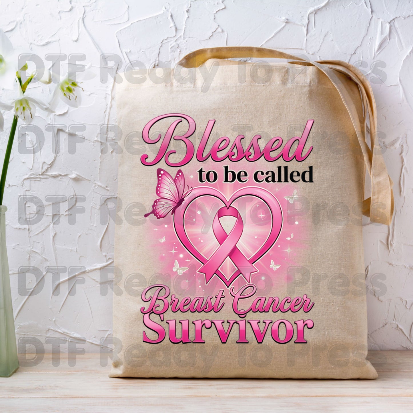 Blessed To Be Called Breast Cancer Survivor DTF Transfer Ready to Press Heat Transfer Pink Ribbon Tee