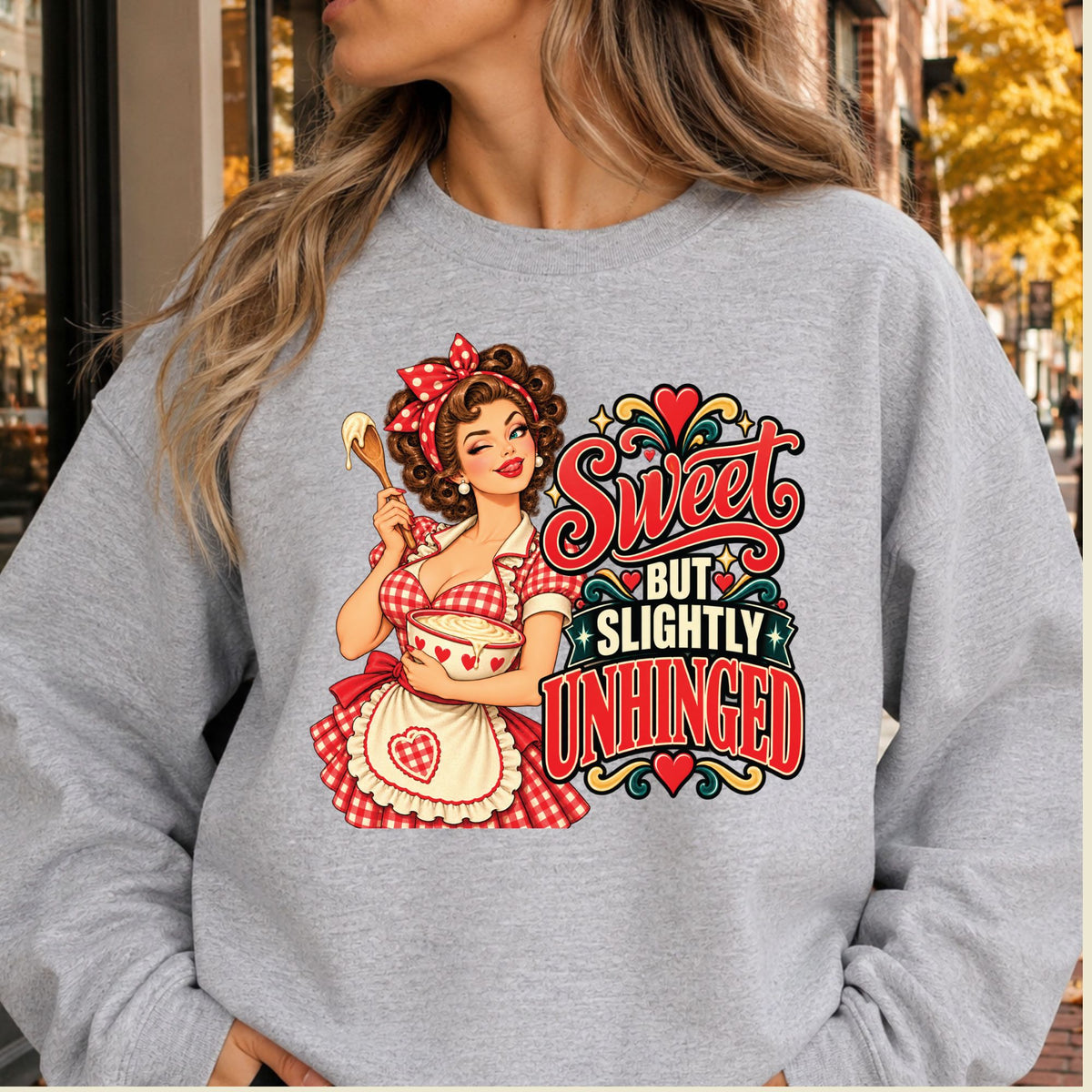 Retro Pinup Girl T-Shirt, Sweet but Slightly Unhinged Baking Graphic Tee, Vintage Baker Shirt