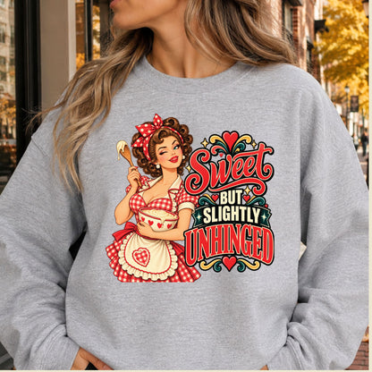 Retro Pinup Girl T-Shirt, Sweet but Slightly Unhinged Baking Graphic Tee, Vintage Baker Shirt