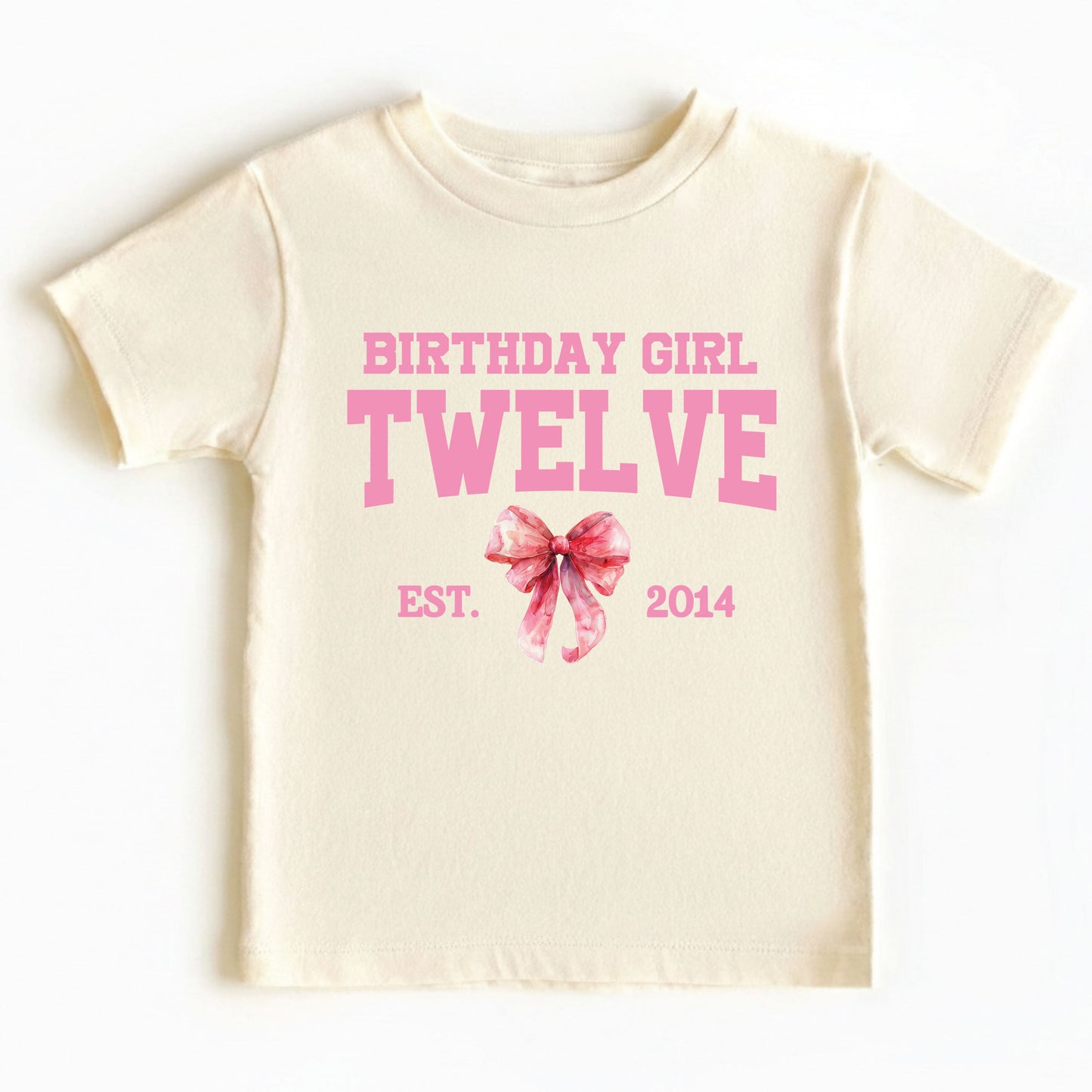 12th Birthday Girl Shirt Pink Bow Coquette Birthday Tee Twelve Years Old Kids Shirt Est 2014 Birthday Gift Youth Girls Birthday Outfit