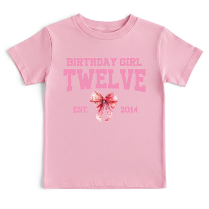 12th Birthday Girl Shirt Pink Bow Coquette Birthday Tee Twelve Years Old Kids Shirt Est 2014 Birthday Gift Youth Girls Birthday Outfit