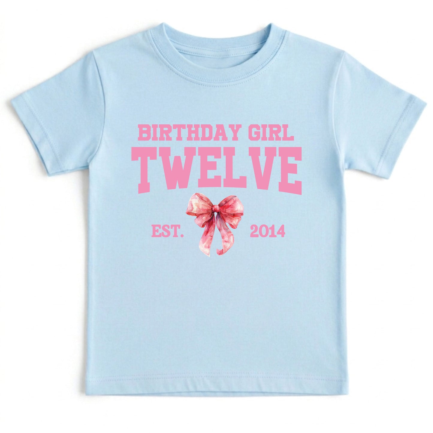 12th Birthday Girl Shirt Pink Bow Coquette Birthday Tee Twelve Years Old Kids Shirt Est 2014 Birthday Gift Youth Girls Birthday Outfit