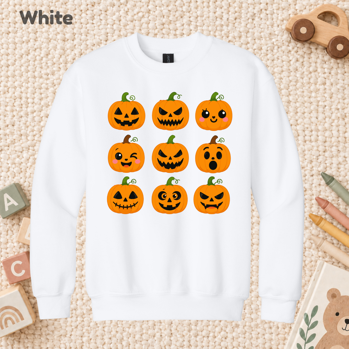 Pumpkin Faces Halloween T-Shirt for Toddler and Kids