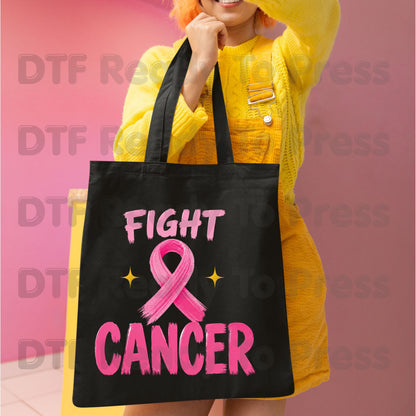 Fight Cancer DTF Transfer Ready to Press Pink Ribbon Awareness Heat Transfer Tee Print Direct to Film Transfer