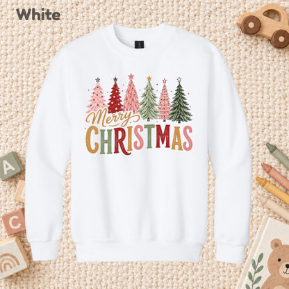 Colorful Christmas Tree T-Shirt, Gold Script Holiday Tee, Festive Christmas Sweatshirt