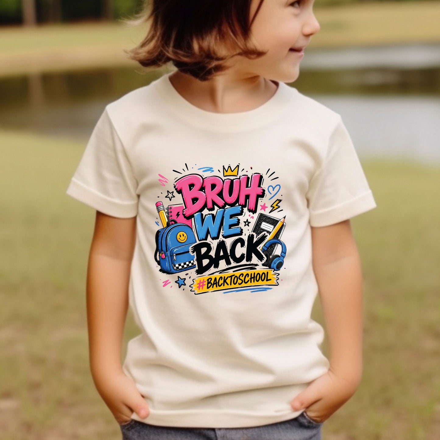 Bruh We Back to School T Shirt Retro Welcome Back to School Kids shirt Youth School Student Funny Gift Tees