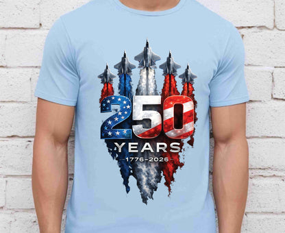 USA 250 Years Patriotic Fighter Jets Shirt American Flag Aviation Freedom Celebration Tees Independence Anniversary United States Gift