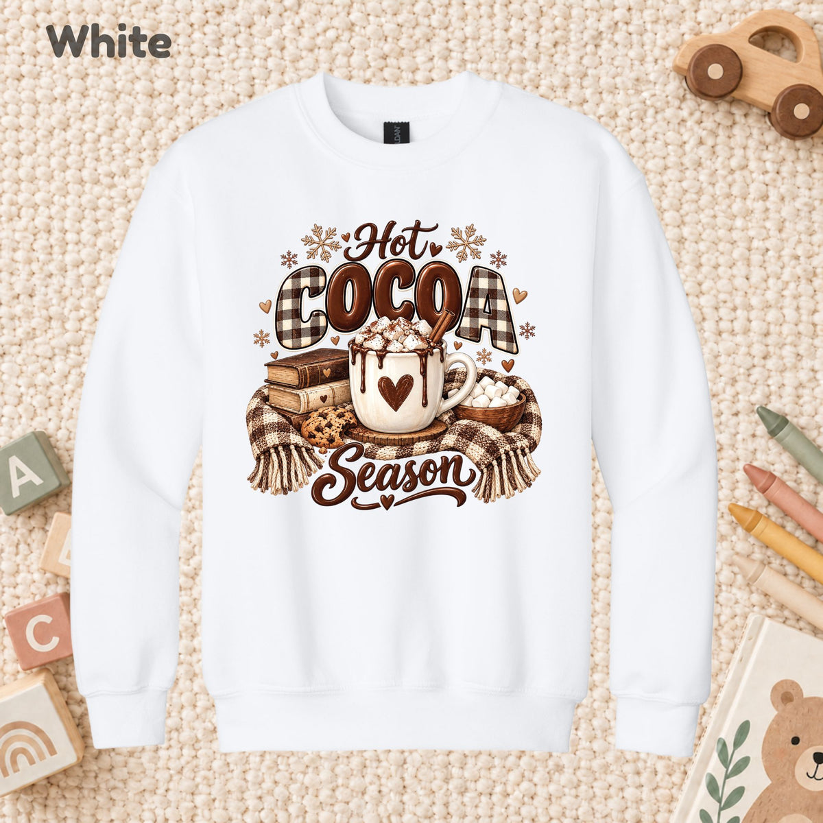 Hot Cocoa Season T-Shirt, Books and Cookies Christmas Tee, Cozy Winter Sweatshirt
