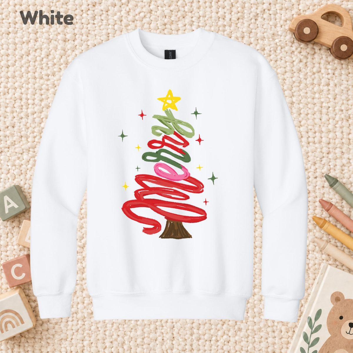 Merry Christmas T-Shirt, Script Tree Sparkle Tee, Festive Holiday Sweatshirt