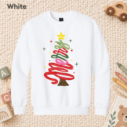 Merry Christmas T-Shirt, Script Tree Sparkle Tee, Festive Holiday Sweatshirt