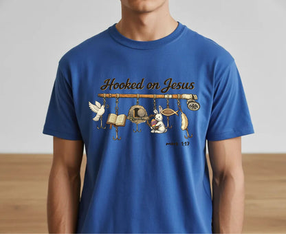 Hooked On Jesus T Shirt Mark 1:17 Christian Fishing Tee Easter Faith Shirt Adult Youth Toddler Baby Religious Gift Fishers Of Men Tee Shirt