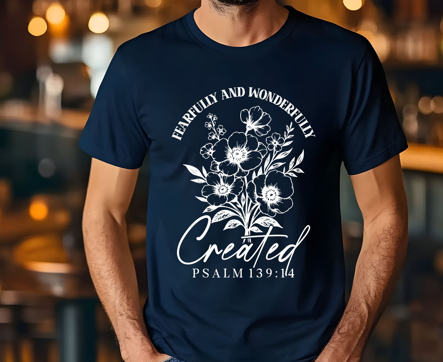 Fearfully And Wonderfully Created T Shirt Psalm 139:14 Christian Floral Tee Faith Shirt Adult Youth Toddler Baby Religious Gift Scripture Tee