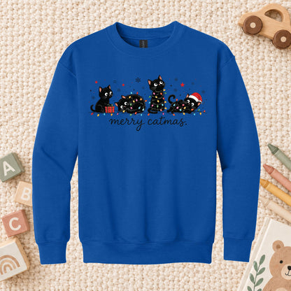 Merry Catmas T-Shirt, Cute Kitten Christmas Lights Tee, Festive Cat Sweatshirt