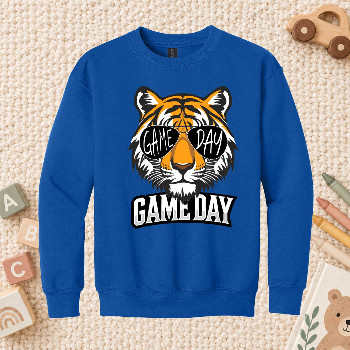 Game Day Tiger Mascot T-Shirt, Football Sports Sunglasses Team Spirit Tee for Toddler and Kids