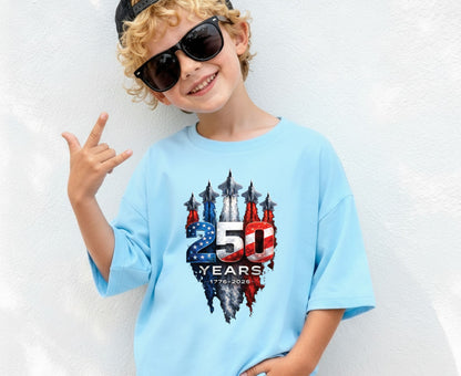 USA 250 Years Patriotic Fighter Jets Shirt American Flag Aviation Freedom Celebration Tees Independence Anniversary United States Gift