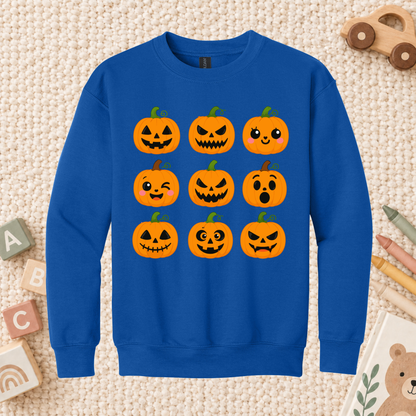 Pumpkin Faces Halloween T-Shirt for Toddler and Kids