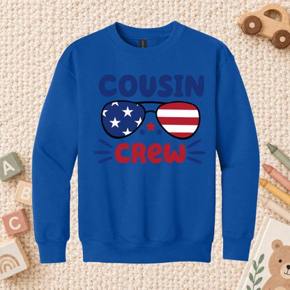 Cousin Crew T-Shirt, Patriotic USA Sunglasses Tee for Toddler and Kids