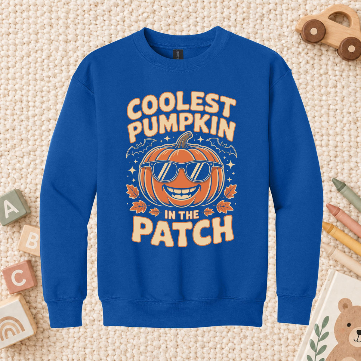 Coolest Pumpkin in the Patch T-Shirt, Retro Halloween Sunglasses Fall Season Tee for Toddler and Kids