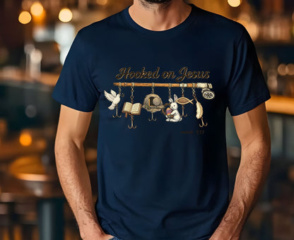 Hooked On Jesus T Shirt Mark 1:17 Christian Fishing Tee Easter Faith Shirt Adult Youth Toddler Baby Religious Gift Fishers Of Men Tee Shirt