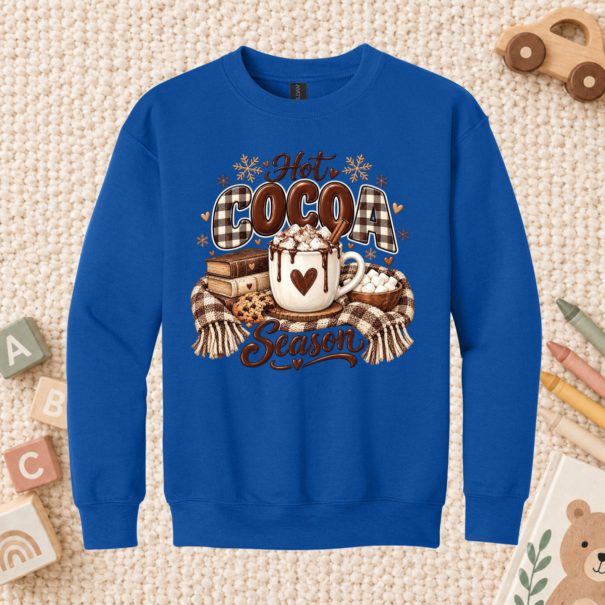 Hot Cocoa Season T-Shirt, Books and Cookies Christmas Tee, Cozy Winter Sweatshirt