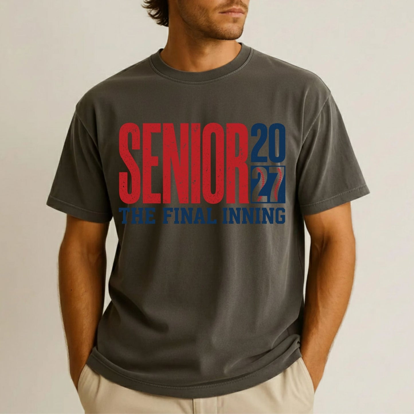 Senior 2027 The Final Inning DTF Transfer Ready to Press Sports Heat Transfer for Shirts Baseball Distressed Red Blue Tee
