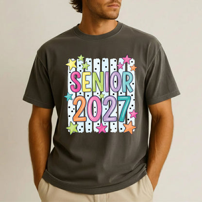 Senior 2027 DTF Gang Sheet Senior Sunrise Premade DTF Transfer Ready to Press Leopard Bow Graduation Heat Transfer For Shirts Trendy