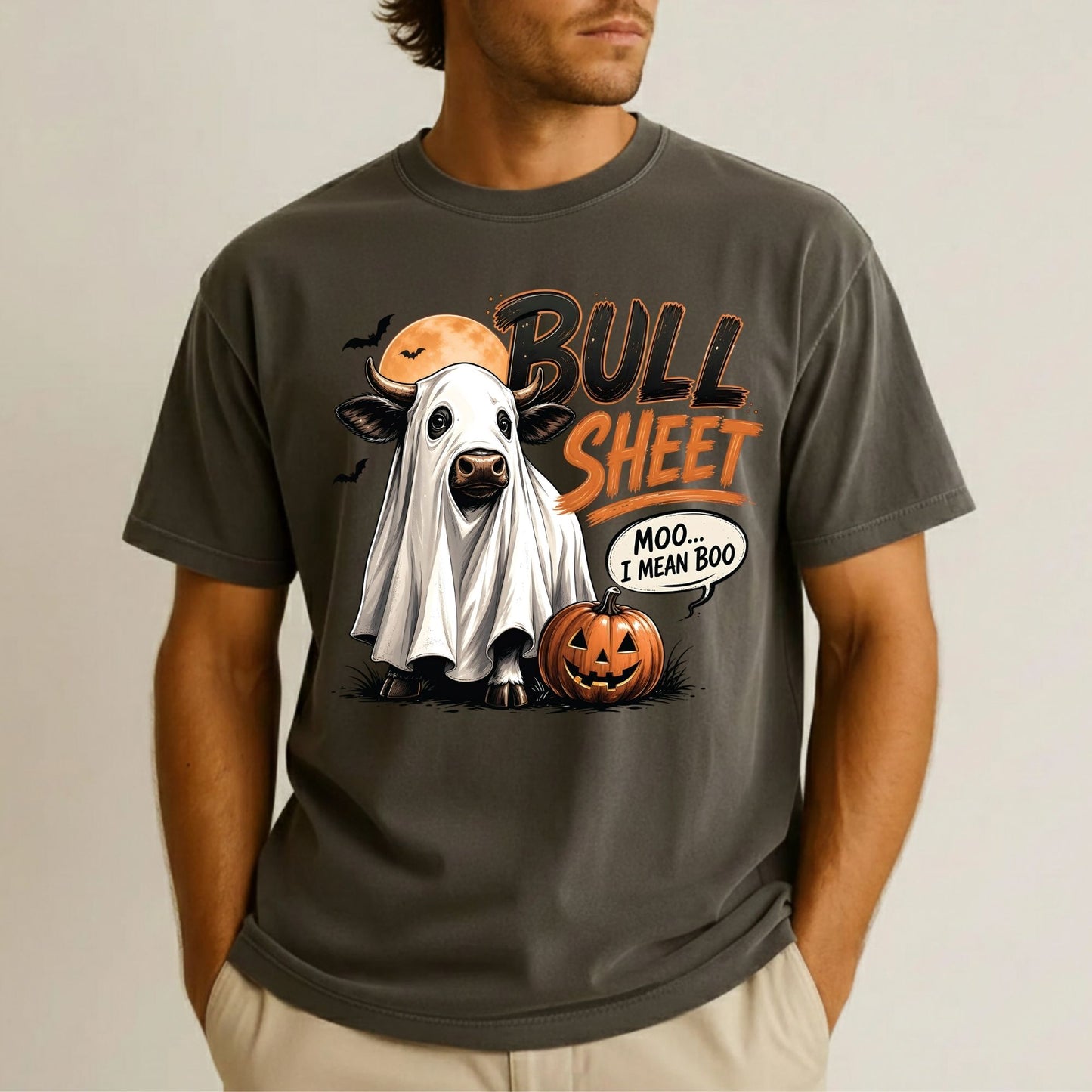 Halloween DTF Transfer Ready to Press Premade DTF Gang Sheet Spooky Ghost Cow Mooo I Mean Boo Funny Fall Heat Transfer For Shirts