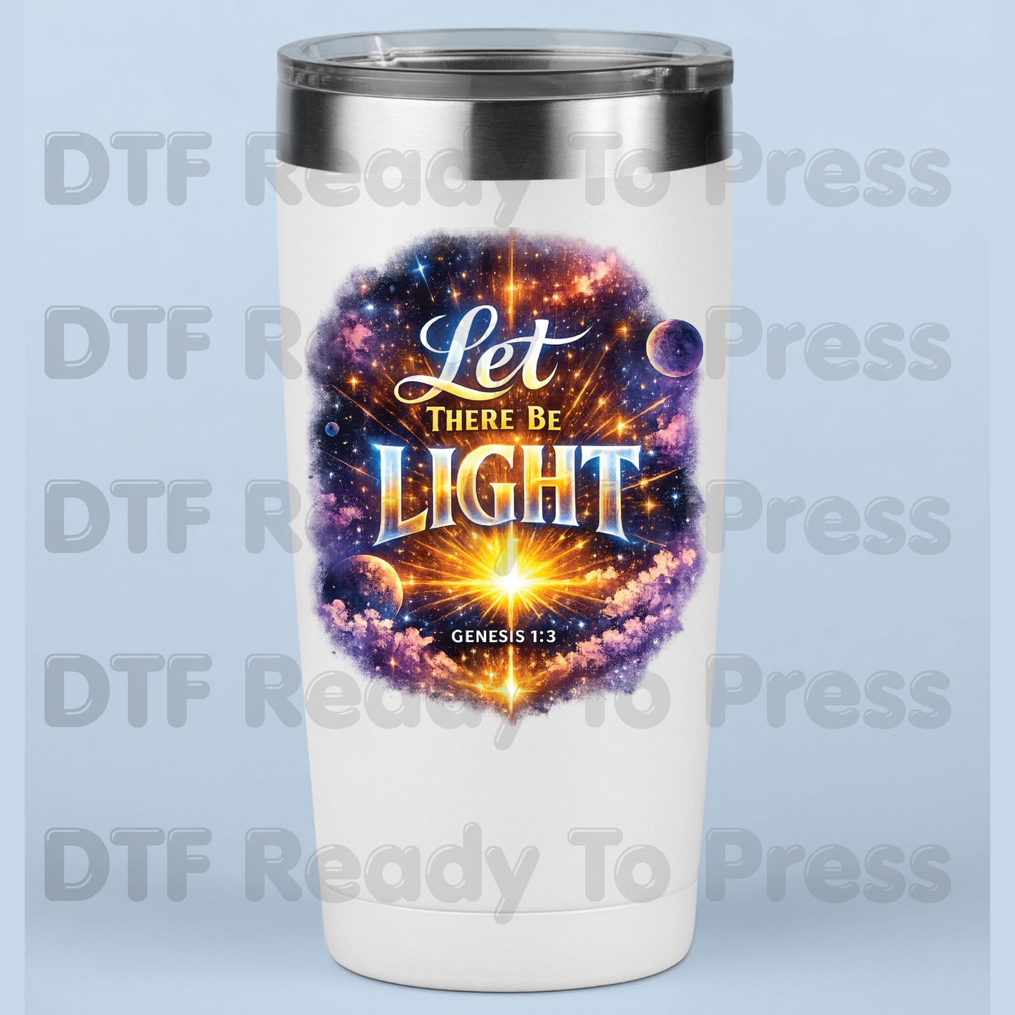 Let There Be Light Genesis 1:3 DTF Transfer Ready to Press