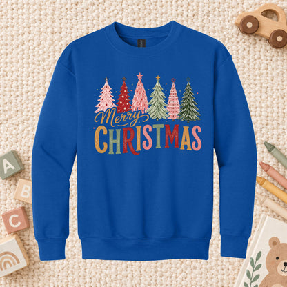 Colorful Christmas Tree T-Shirt, Gold Script Holiday Tee, Festive Christmas Sweatshirt