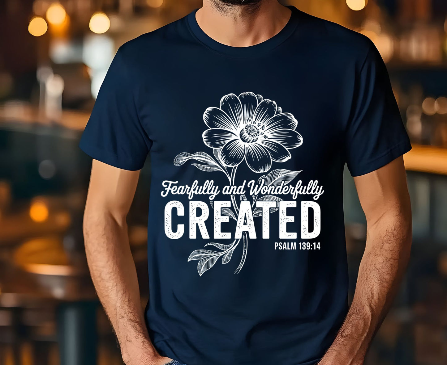 Fearfully Wonderfully Created T Shirt Psalm 139:14 Christian Floral Tee Faith Shirt Adult Youth Toddler Baby Religious Gift Bible Verse Tee