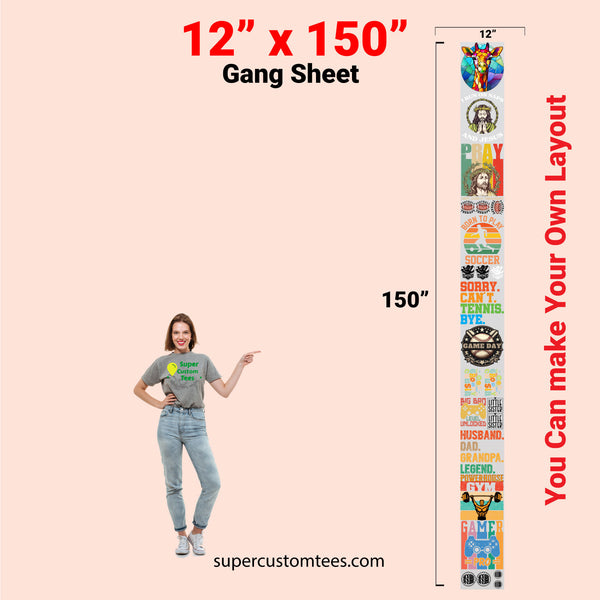 Custom DTF Gang Sheet - Upload Your Own File - 12" Width – Super Custom ...