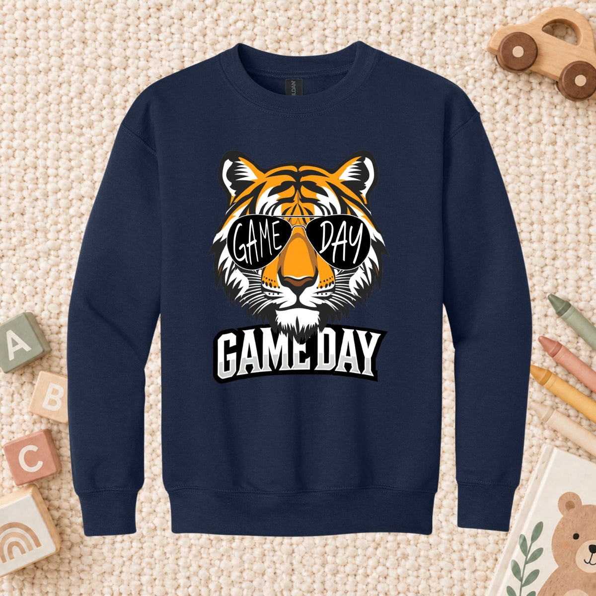 Game Day Tiger Mascot T-Shirt, Football Sports Sunglasses Team Spirit Tee for Toddler and Kids