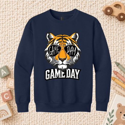 Game Day Tiger Mascot T-Shirt, Football Sports Sunglasses Team Spirit Tee for Toddler and Kids