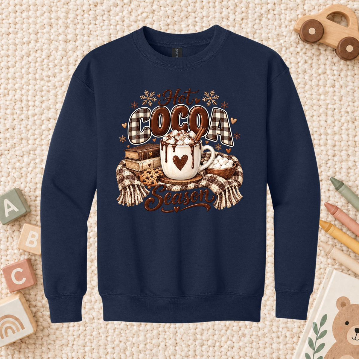Hot Cocoa Season T-Shirt, Books and Cookies Christmas Tee, Cozy Winter Sweatshirt