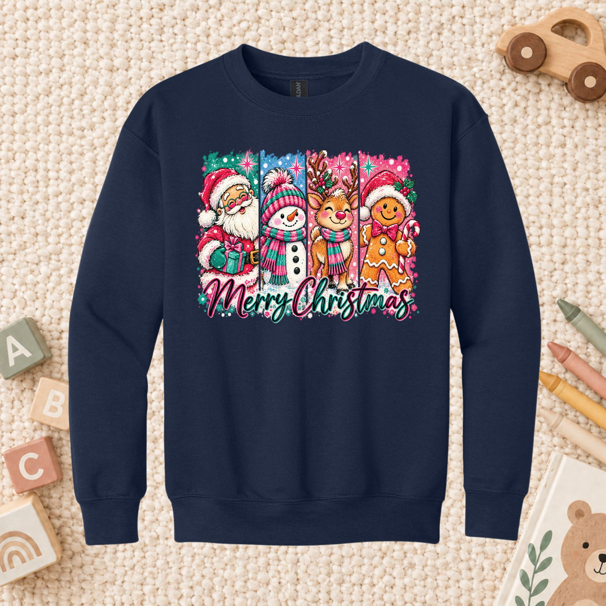 Christmas Characters T-Shirt, Santa Snowman Reindeer Gingerbread Tee, Holiday Sweatshirt