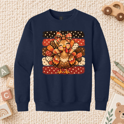 Cute Turkey Bow T-Shirt, Polka Dot Thanksgiving Tee, Striped Fall Sweatshirt