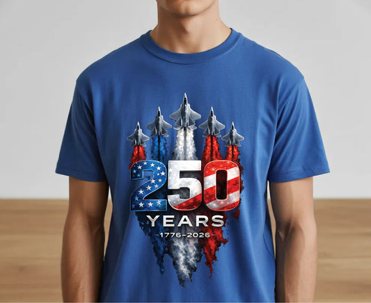 USA 250 Years Patriotic Fighter Jets Shirt American Flag Aviation Freedom Celebration Tees Independence Anniversary United States Gift