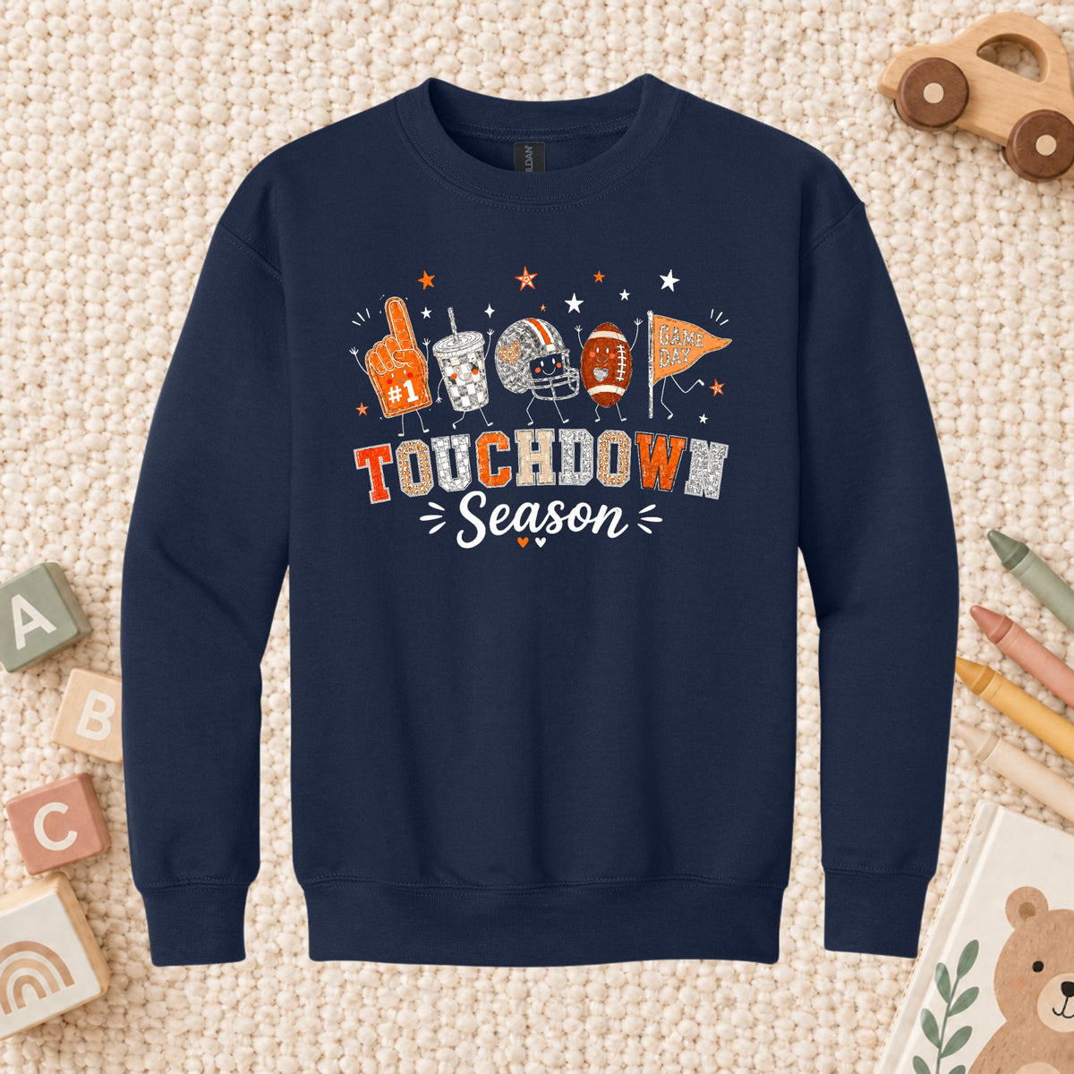 Touchdown Season Football T-Shirt, Game Day Fall Tee for Toddler and Kids