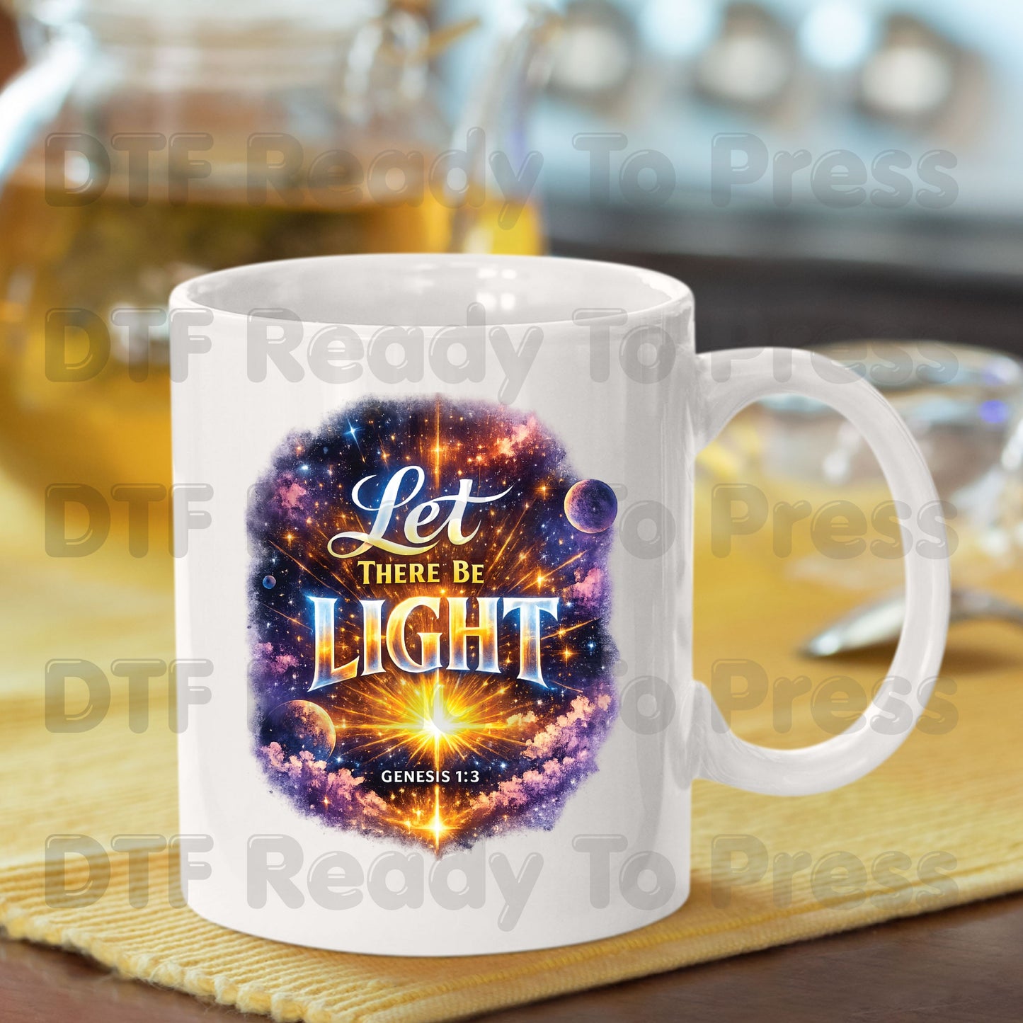 Let There Be Light Genesis 1:3 DTF Transfer Ready to Press