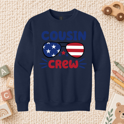 Cousin Crew T-Shirt, Patriotic USA Sunglasses Tee for Toddler and Kids