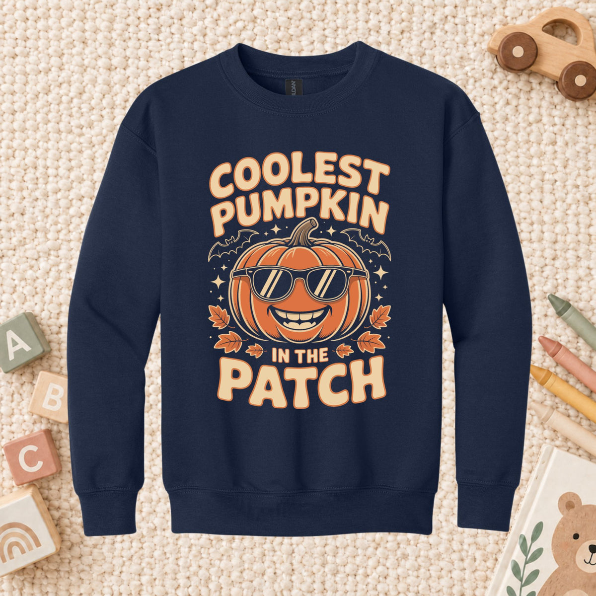 Coolest Pumpkin in the Patch T-Shirt, Retro Halloween Sunglasses Fall Season Tee for Toddler and Kids