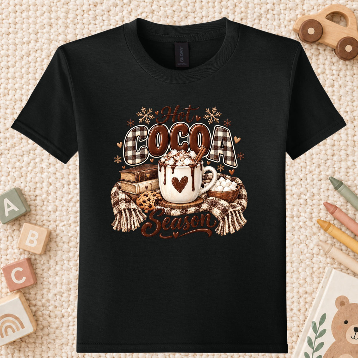 Hot Cocoa Season T-Shirt, Books and Cookies Christmas Tee, Cozy Winter Sweatshirt