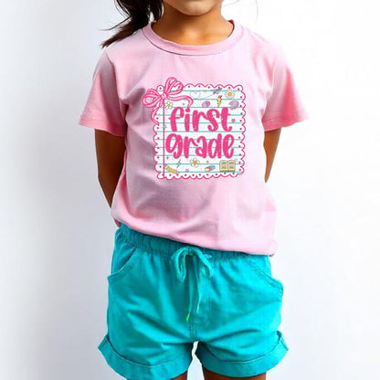 Preppy Back to School Grade Shirt Kinderarten Pre-K First Grade Second Grade Third Grade Fourth Grade Fifth Grade Kids Teacher School Tees