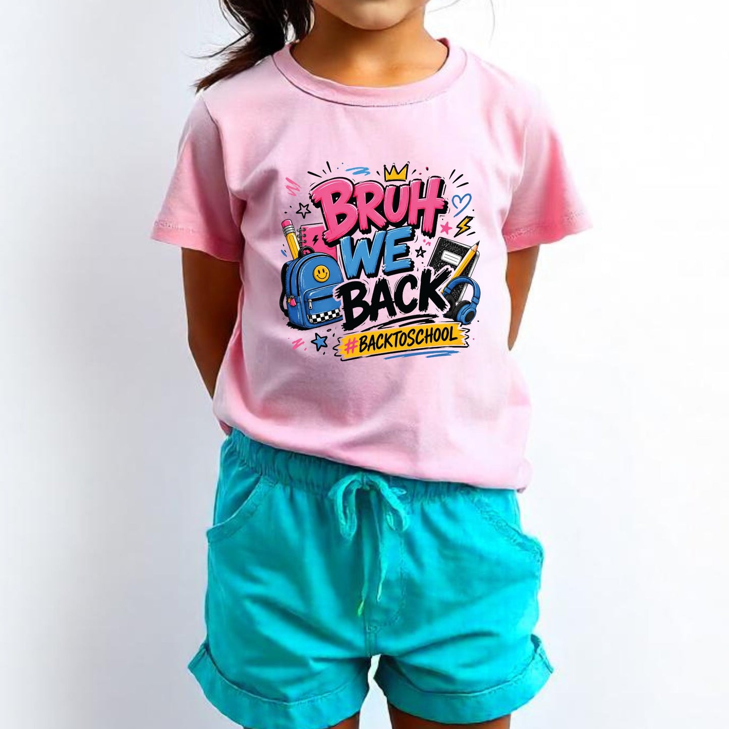Bruh We Back to School T Shirt Retro Welcome Back to School Kids shirt Youth School Student Funny Gift Tees