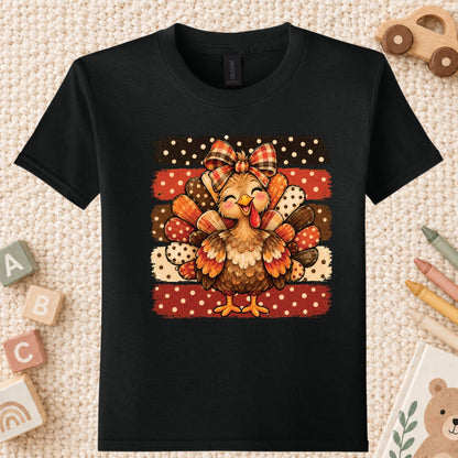 Cute Turkey Bow T-Shirt, Polka Dot Thanksgiving Tee, Striped Fall Sweatshirt