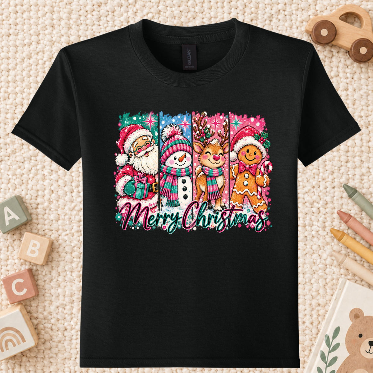 Christmas Characters T-Shirt, Santa Snowman Reindeer Gingerbread Tee, Holiday Sweatshirt