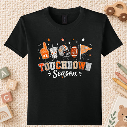 Touchdown Season Football T-Shirt, Game Day Fall Tee for Toddler and Kids