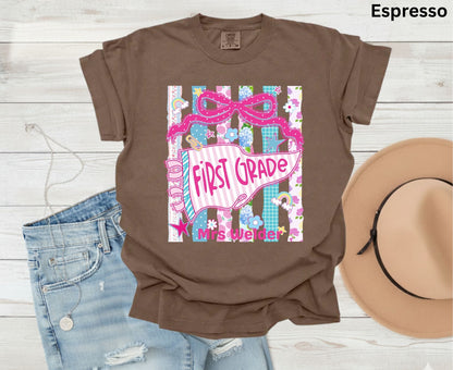 Comfort Colors® Personalized Back to School Shirt Custom Teacher Grade Tees Pre K Kinder 1st 2nd 3rd 4th 5th Grade T Shirt For Men Women Kids