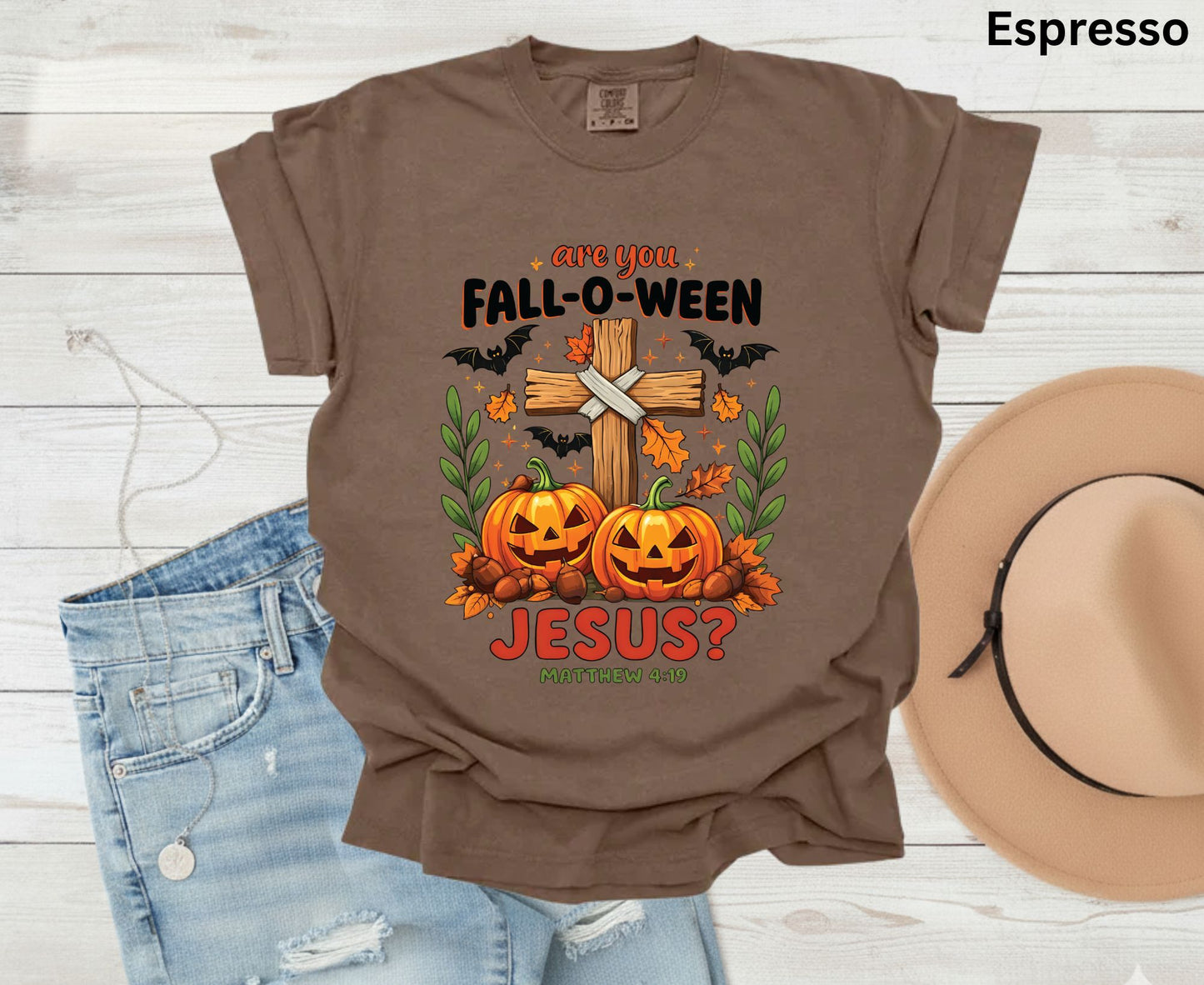 Are You Fall-O-Ween Jesus T Shirt Matthew 4:19 Christian Halloween Tee Adult Youth Toddler Baby Faith Fall Pumpkin Cross Autumn Shirt
